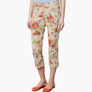 Anthropologie Hei Hei Sundrop Floral Cotton Cropped Cargo Pants Women’s Size 8